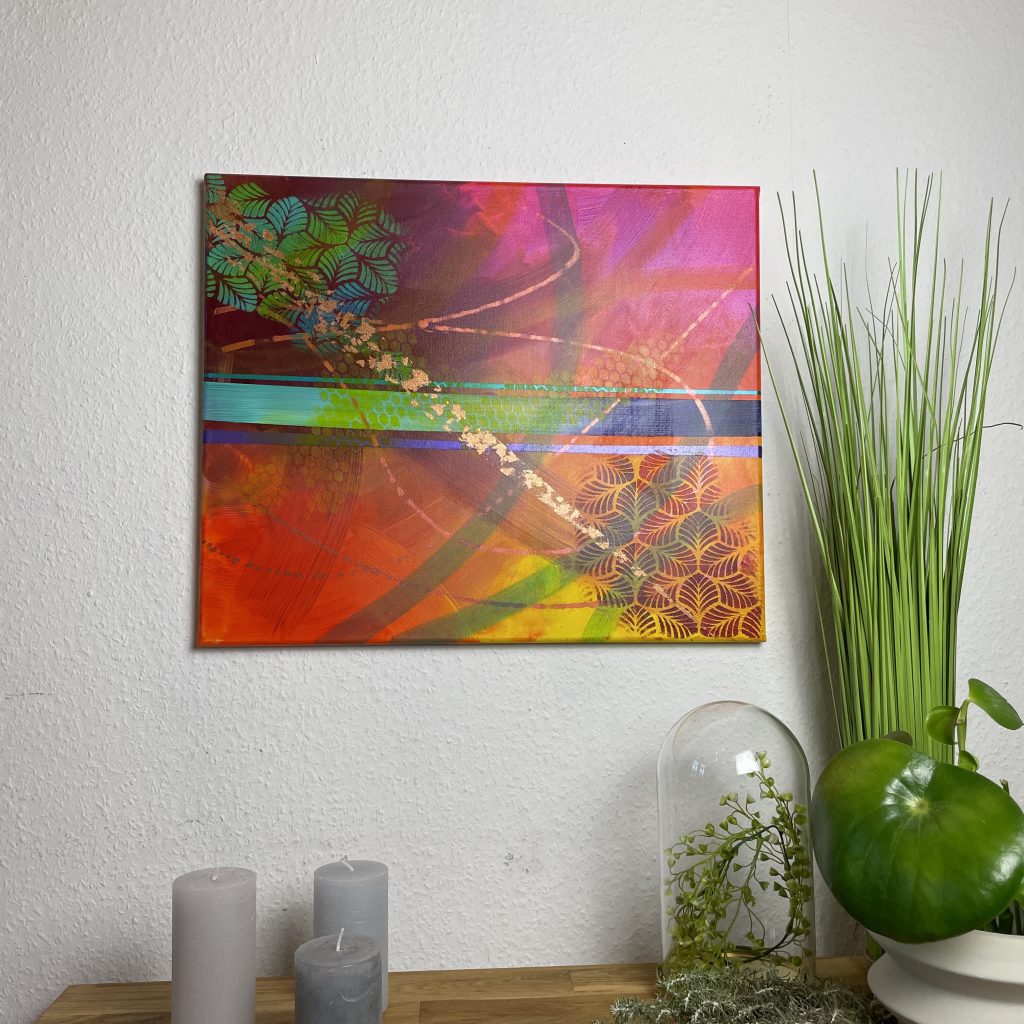 Moderne Kunst 🖼️ verschönert dein Zuhause. Das moderne Bild ist Pink, gelb, Orange und grün. Das Kunstwerk strahlt Lebensfreude aus. Das moderne Bild ist 50cm x 60cm groß und hat wunderschöne lichtechte Acrylfarben. Das Leinwandbild wurde von Hand mit verschiedenen Maltechniken gemalt. Es ist wunderschön anzusehen. Ich biete meine wunderschöne und bunte Acrylmalerei zum günstigen Preis im Palundu Shop an.