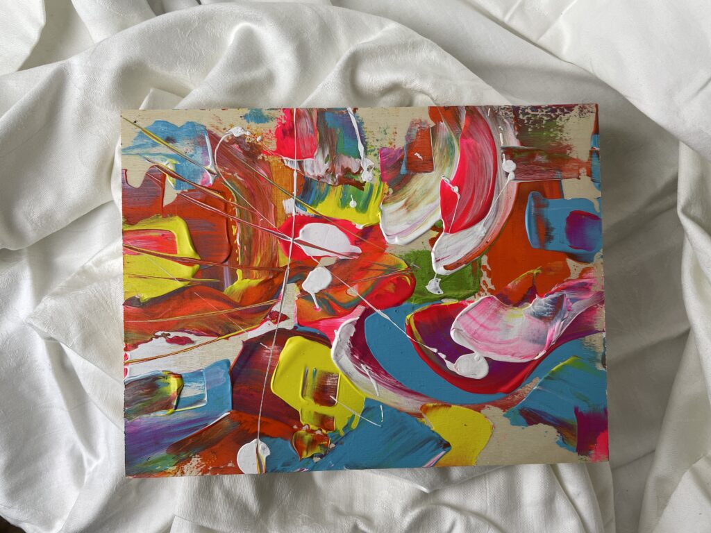 Bunte Acrylmalerei von Janiscolorart, eine abstrakte Künstlerin aus Neunkirchen Saar.