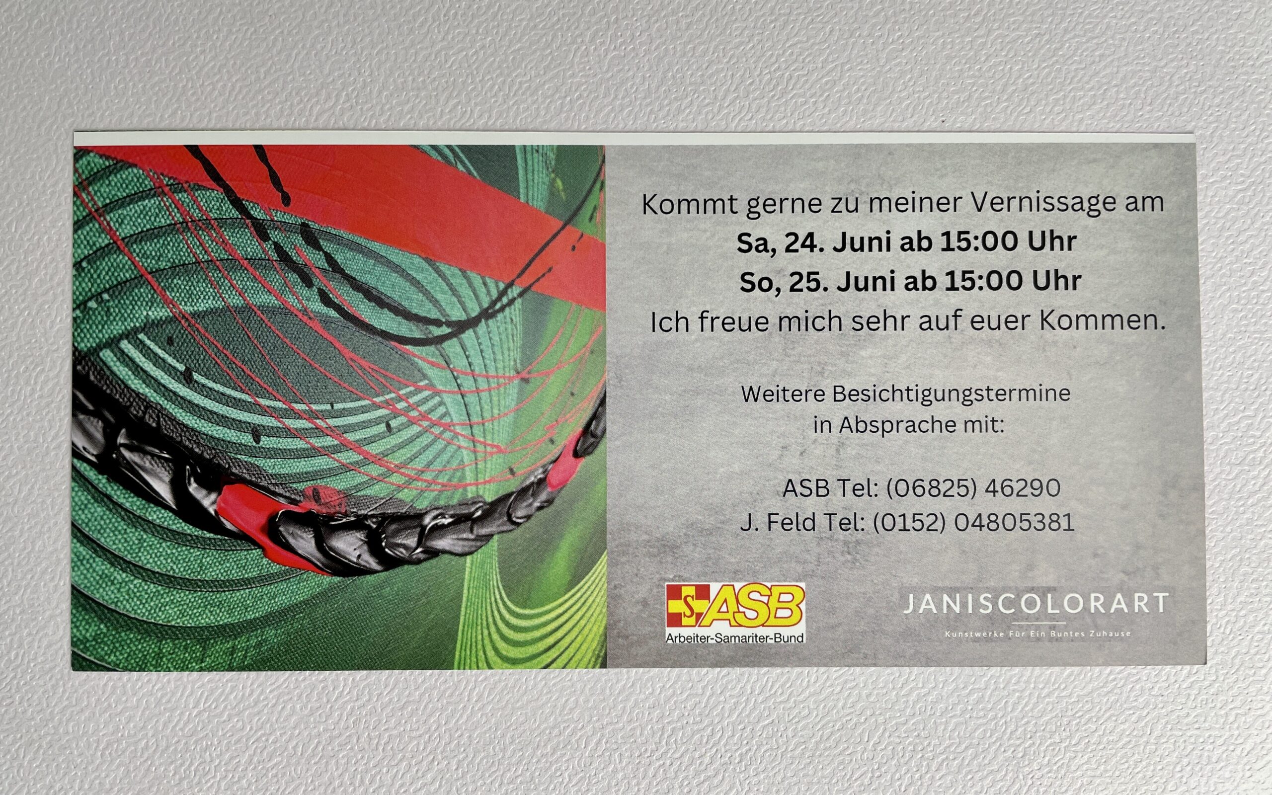 🪧 Die Rückseite vom Flyer für die Vernissage