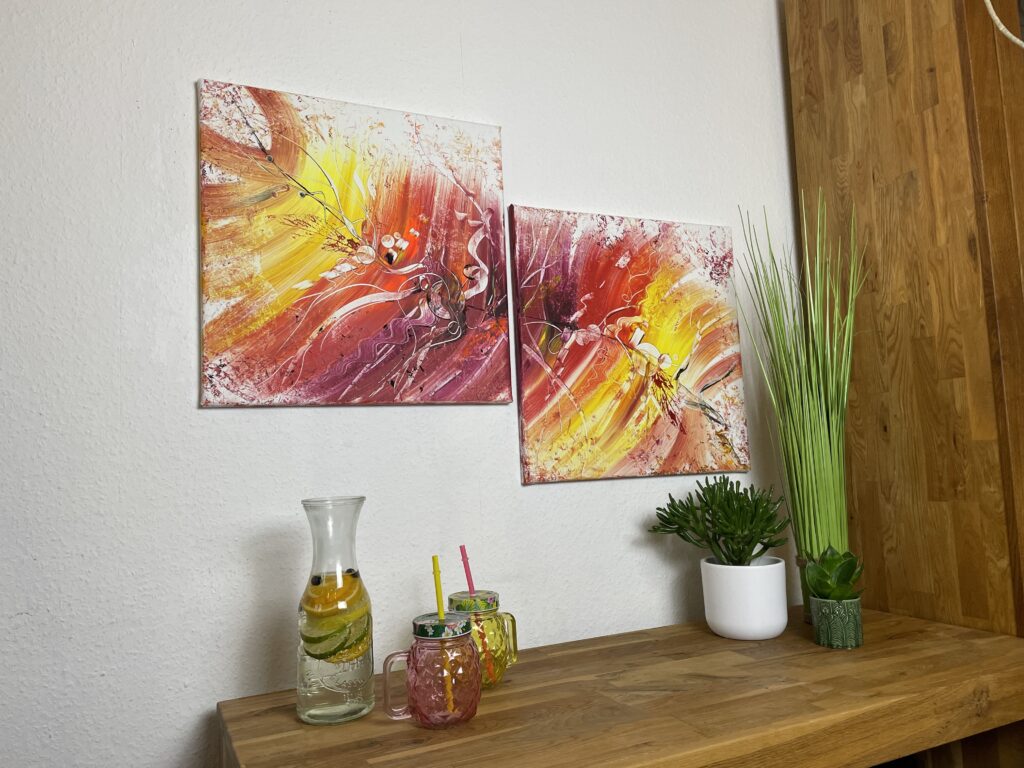 Dieses abstrakte zweiteilige Gemälde 🖼️ ist ein schönes Geschenk 🎁 zum Einzug in das neue Zuhause.