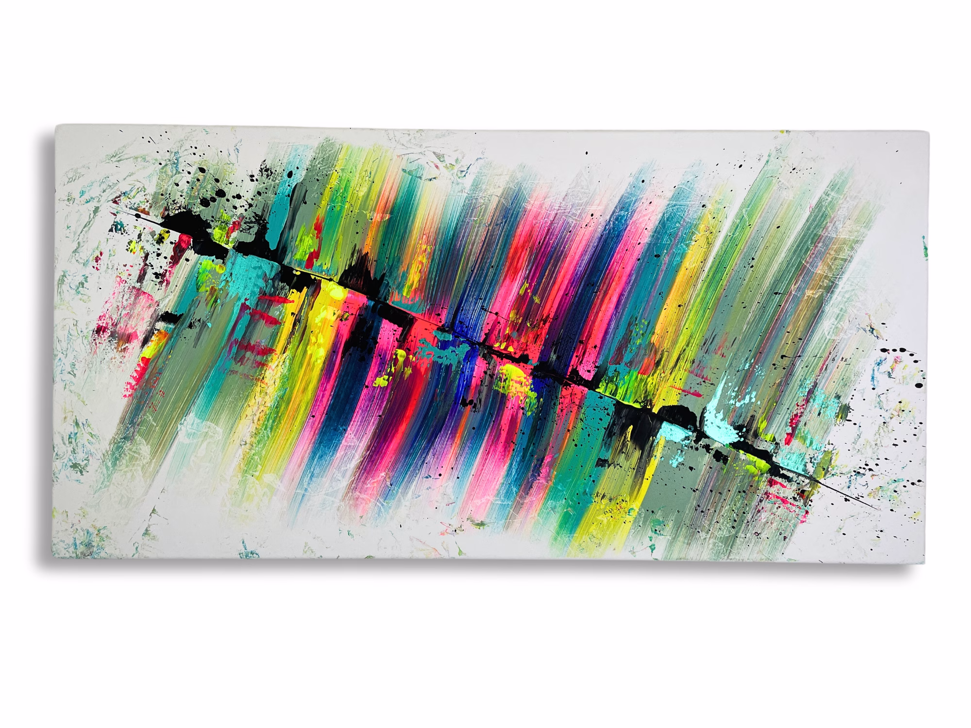 Abstrakte Kunst zum kaufen mit der Rakeltechnik auf Leinwand. Ein modernes Gemälde für Dein Zuhause. Das Bild ist zum Kaufen. Es ist dunkel lila, dunkelblau und weiß. Das ist eine tolle Einrichtungsidee. Diese lila Leinwandkunst ist 40cm x 80cm groß und hat schöne gesättigte Acrylfarben. Die Farben wurden von Hand aufgetragen. Für dieses Gemälde habe ich die Rakeltechnik und die Nass in Nass Maltechnik angewendet. Es macht viel Spaß das moderne Gemälde zu betrachten. Günstig moderne Kunst auf Leinwand in meinem Etsy Shop kaufen.